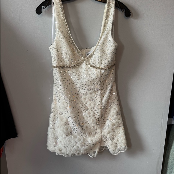 Self-Portrait White Embellished Mini Dress - Picture 3 of 6